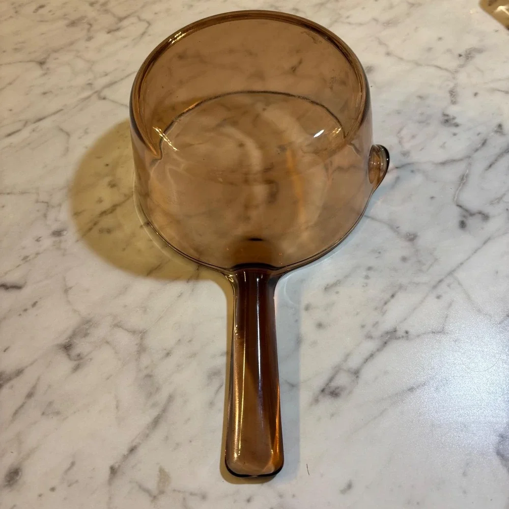 Visions by Corning Amber Glass Saucepan with Pour Spout V-1.0-B Made in USA
